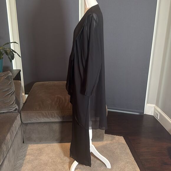 Women’s Black Chiffon 3 Piece Pants Suit Long Lapel Detail Jacket Size 10 NWOT - Picture 6 of 14